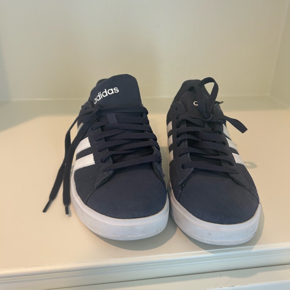 Adidas Men's Dark Blue and White Sneakers
